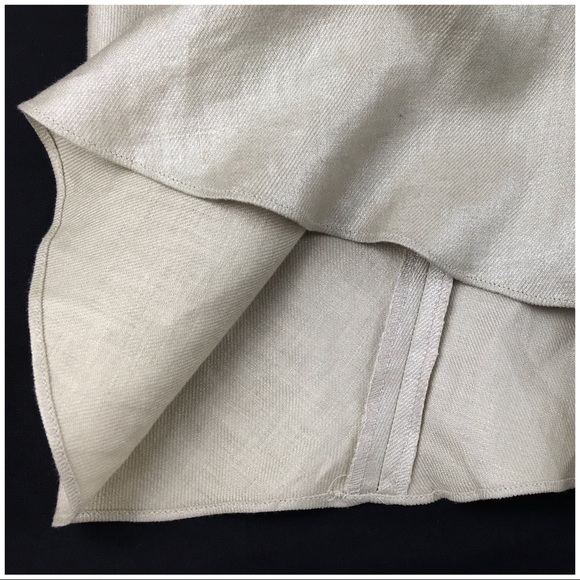 Cream Gold Linen Long Skirt - Picture 3 of 3